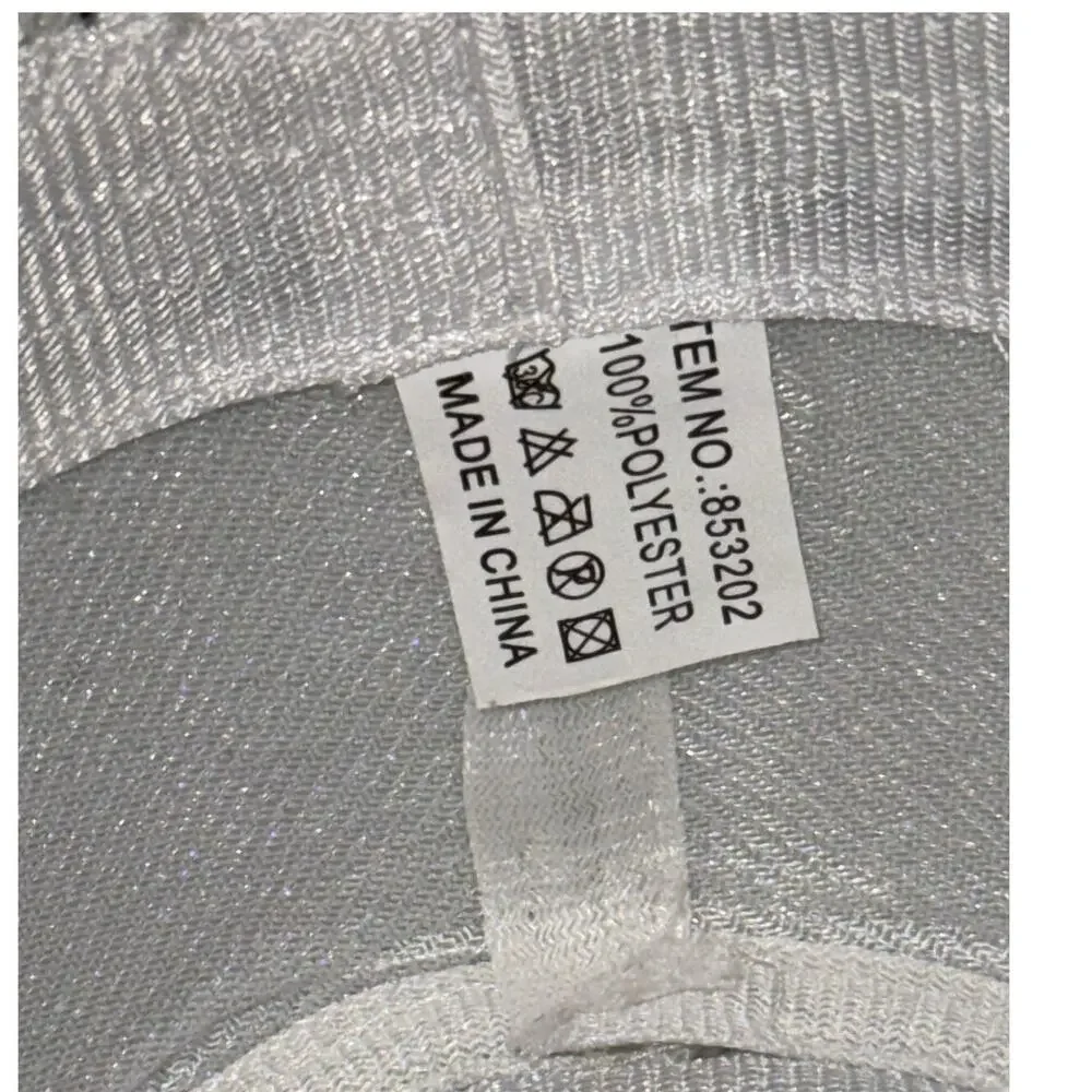 White Trilby Fedora Hat 22" Panama Style 1920s Inspired Black Band Polyester - Picture 6 of 7